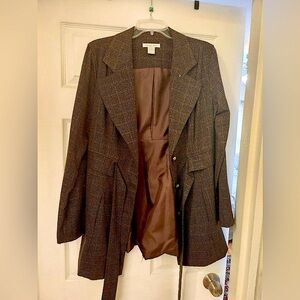 Women’s Brown Plaid Pea/Trench Coat